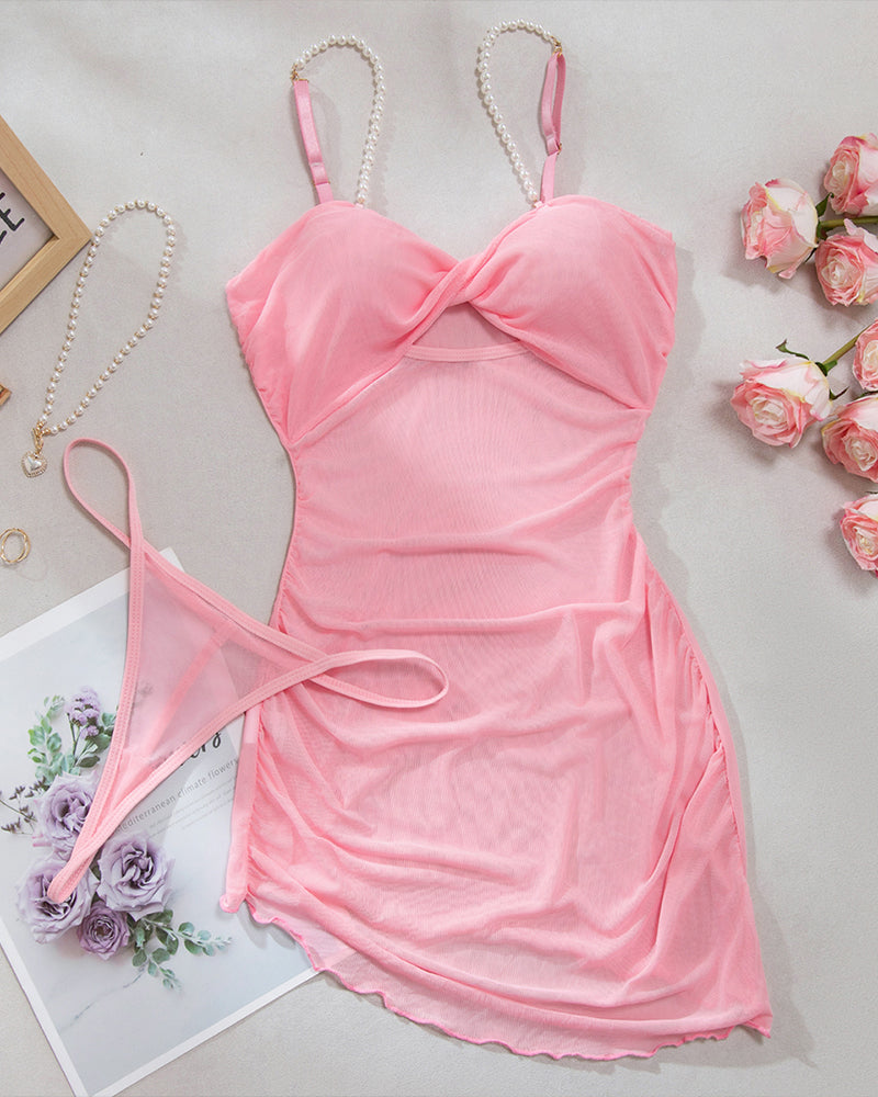 Perlendüffel Hülle Mesh Slip Kleid