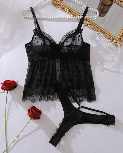 Meshärmel-Transparente Tanktop- und Slip-Sets