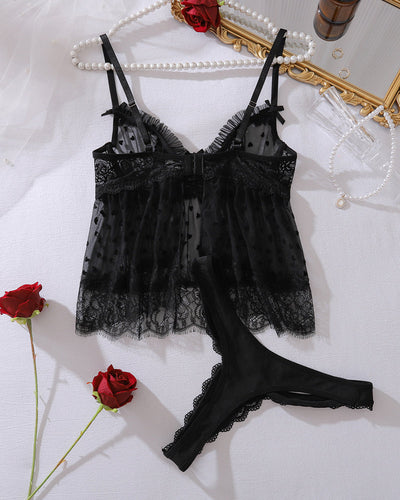 Meshärmel-Transparente Tanktop- und Slip-Sets