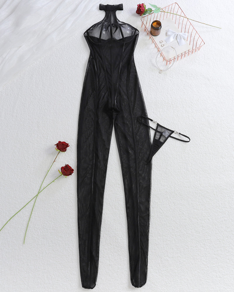 Vert Stripe durchsichtiger Neckholder-Body