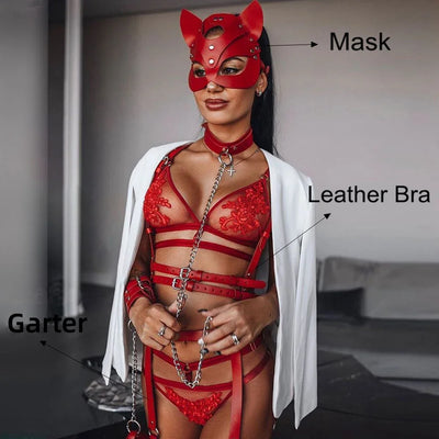 Lena – Verführerisches Leder-Harness-Set für Frauen
