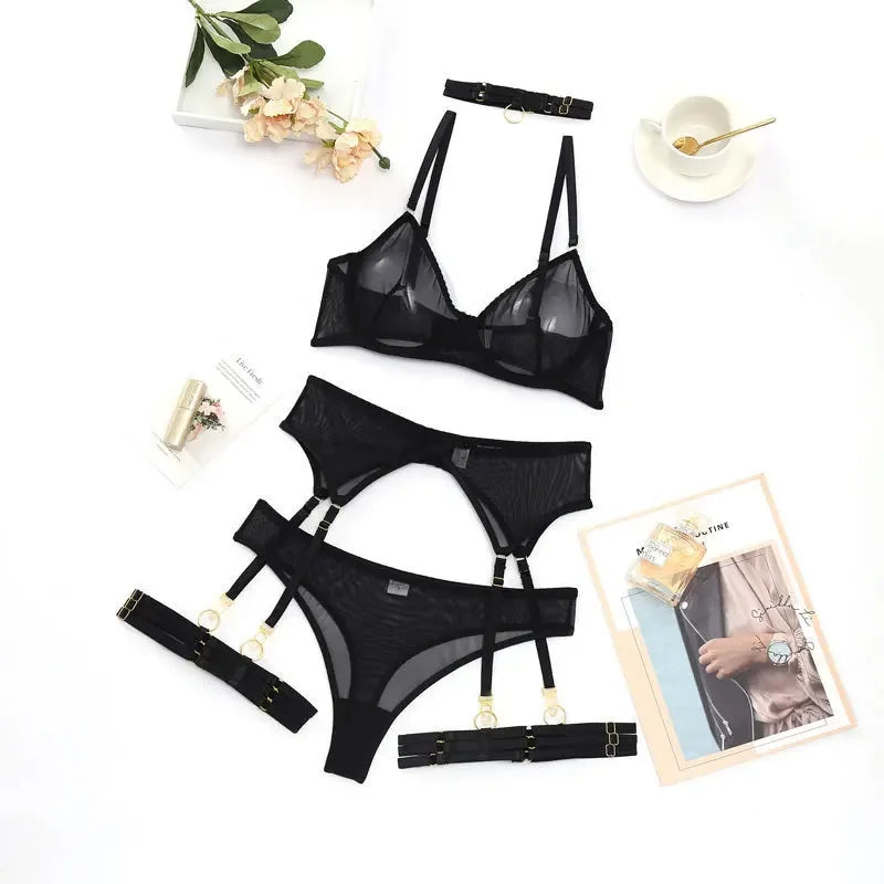 Isabelle – Verführerisches Spitzen-Lingerie-Set mit Strapsen