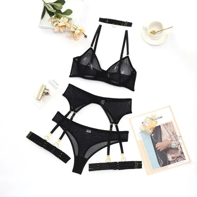 Isabelle – Verführerisches Spitzen-Lingerie-Set mit Strapsen