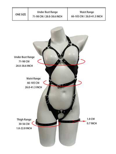 Helene – Verstellbares Leder-Bondage-Harness-Set für intensive Erlebnisse