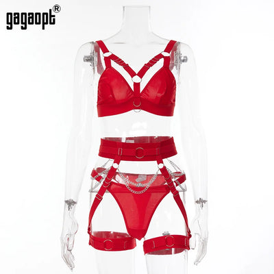 Leni - 3-teilige Ketten-Garter-Belt Unterwäsche