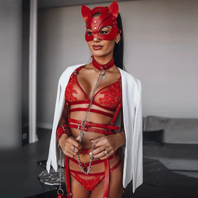 Lena – Verführerisches Leder-Harness-Set für Frauen