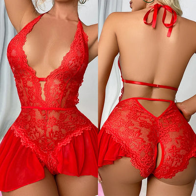 Emma – Sexy Crotchless Spitze-BH-Set