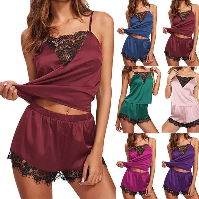 Ella – Sexy Lace Shorts Pyjama Set