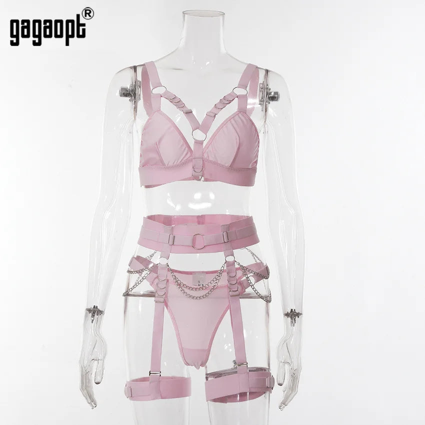 Leni - 3-teilige Ketten-Garter-Belt Unterwäsche