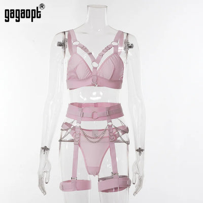 Leni - 3-teilige Ketten-Garter-Belt Unterwäsche