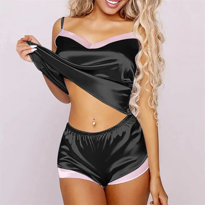 Emma - Sexy Satin Babydoll Schlafanzug Set