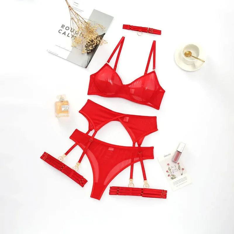 Isabelle – Verführerisches Spitzen-Lingerie-Set mit Strapsen