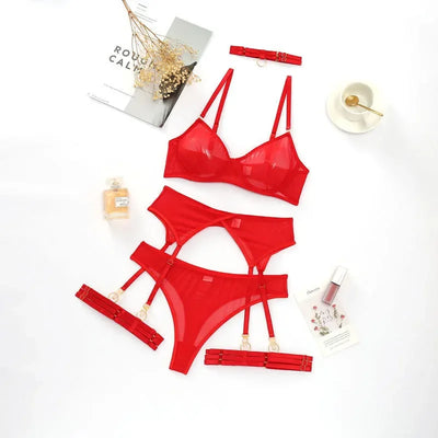 Isabelle – Verführerisches Spitzen-Lingerie-Set mit Strapsen