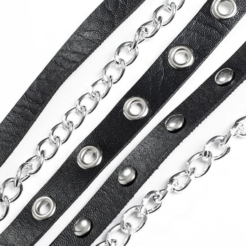 Title: Lena – Gothic Punk Taille Riem mit Metallketten