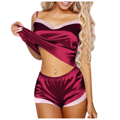 Emma - Sexy Satin Babydoll Schlafanzug Set
