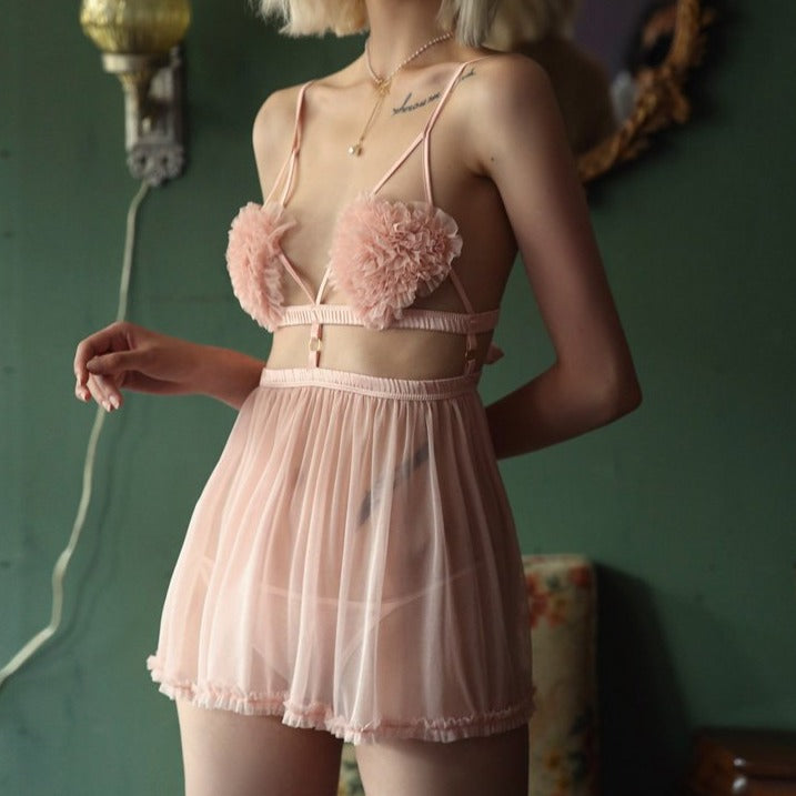 Christie - Sexy Nachtkleid Set in Rosa