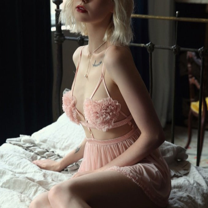 Christie - Sexy Nachtkleid Set in Rosa
